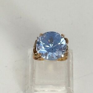 gorgeous big blue stone ring...marked 14k gold...8.1 grams gold..size 7.25